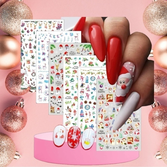 Sticker Nail Art Accessories - Christmas Nail Art Stickers 24 Sheets-1800 Snowman Tree Stockings Bell NIP